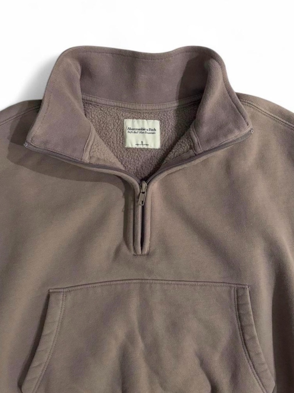 Abercrombie & Fitch Women's Half-Zip Pullover Sweatshirt - Taupe. Sz. S - Picture 3 of 6